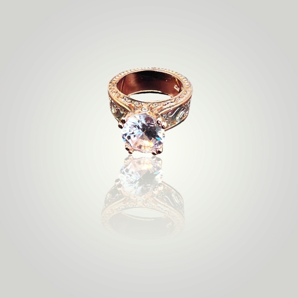 Wedding band Round Cubic Zoniconia Women Rose Gold Plated Engagement 7 ring